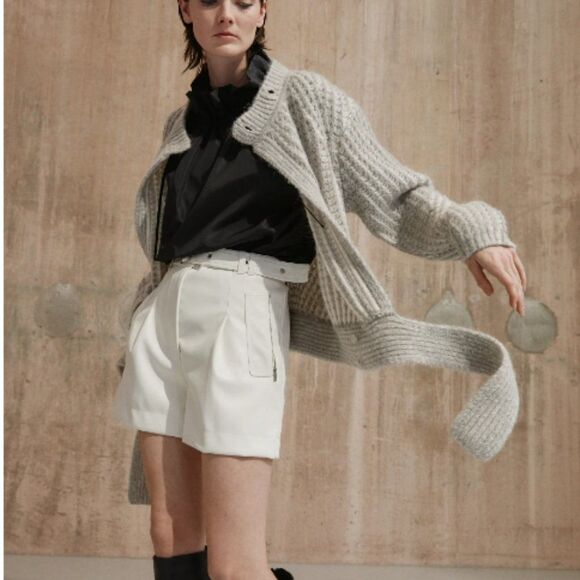 3.1 Phillip Lim Vegan Leather Belted Waist Utility Shorts Size 2 - Picture 1 of 16